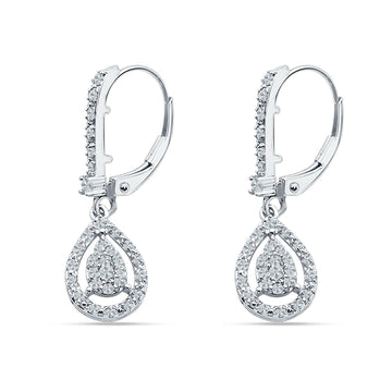 Pear Teardrop Leverback Hoop Earring Cubic Zirconia 925 Sterling Silver Wholesale